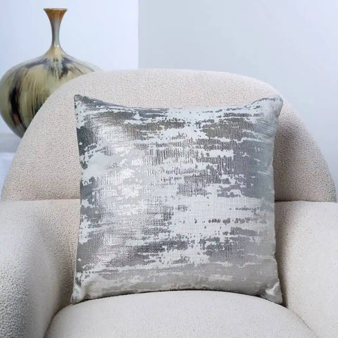 Celestial Silver Distressed Metallic Cushion Covers