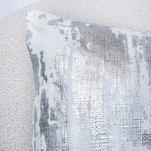 Celestial Silver Distressed Metallic Cushion Covers
