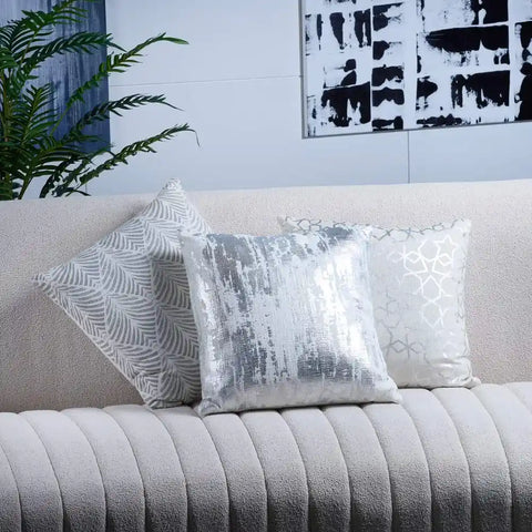 Celestial Silver Distressed Metallic Cushion Covers