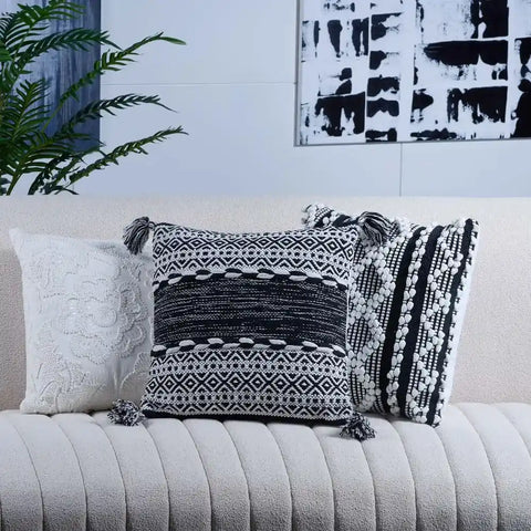 Tribal & Geometric Pattern Cushion with Tassels
