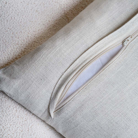 Embroidered Cotton Pearl Gradation Throw Pillow Cover with Silver Accent Beads