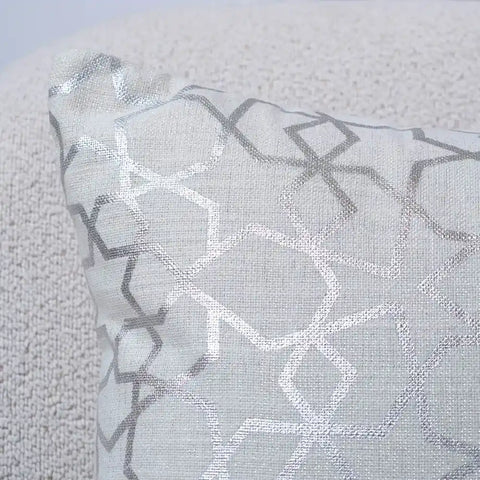 Decorative Silver & White Geometric Cushion Cover