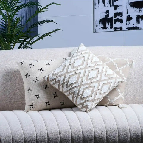 Ojai Cream Chevron Bohemian Pillow
