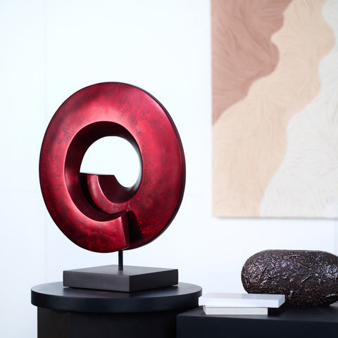 Crimson Orbit Abstract Sculpture