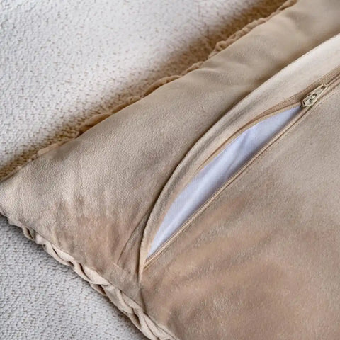 velvet smocked cushion cover