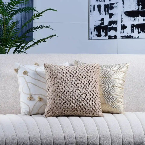 velvet smocked cushion cover