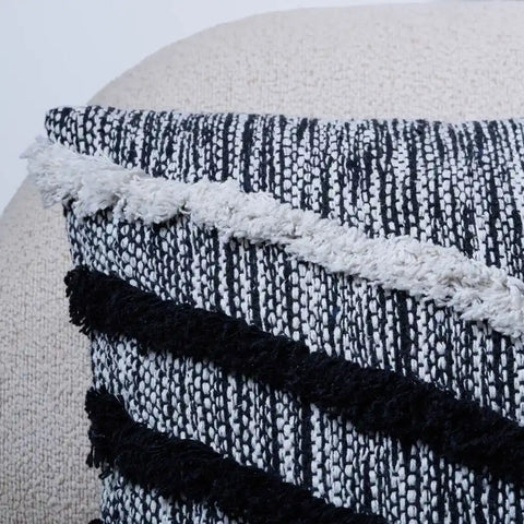 Beliani Rochea Cotton Scatter Cushion – Black & White