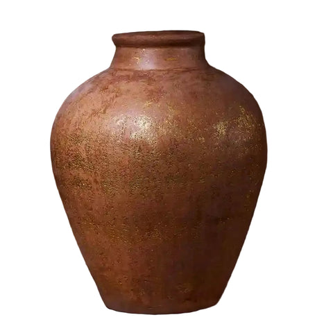 Burnt Orange Crackle Glaze Terracotta Vase