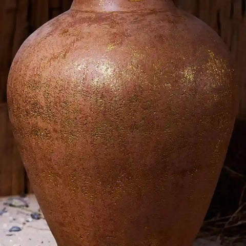 Burnt Orange Crackle Glaze Terracotta Vase
