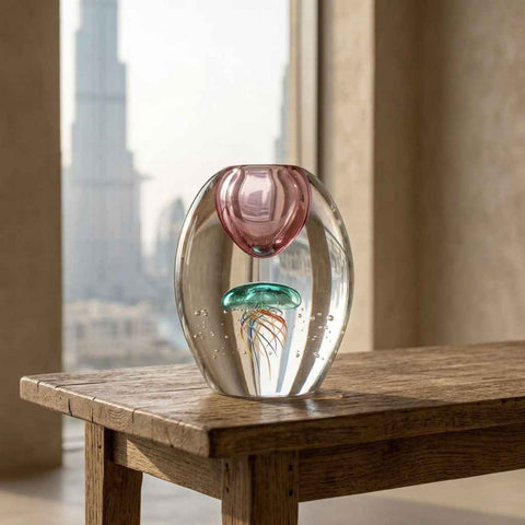 Ocean Green & Purple Hand-Made Glass Vase