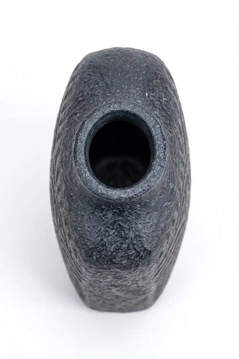 Modern Black Resin Decorative Vase with Scalloped Wave Pattern