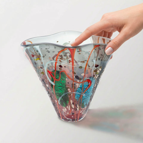 Multi-Gradient Hand-Made Glass Vase