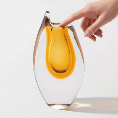 Handmade Glass Vase – Amber (Medium)