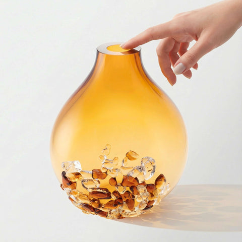Handmade Glass Vase – Amber (Medium)