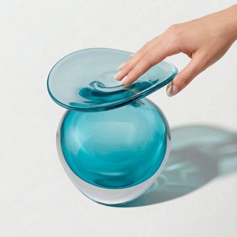 Handmade Glass Vase – Ocean Blue (Small)