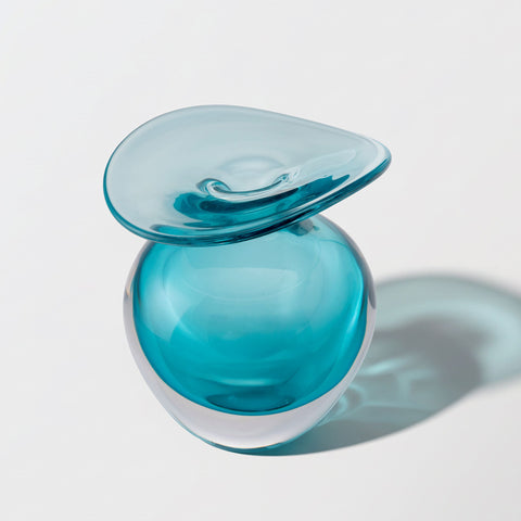 Handmade Glass Vase – Ocean Blue (Small)