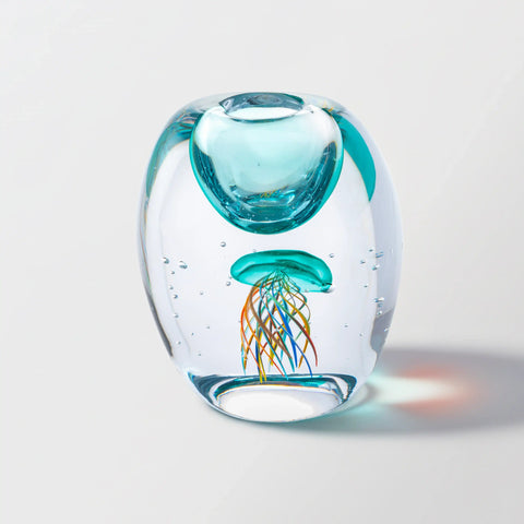 Light Blue Hand-Made Glass Vase