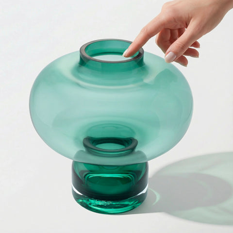 Ocean Green Hand-Made Glass Vase