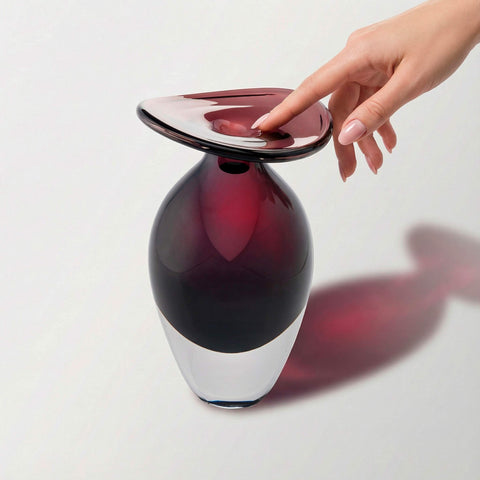 Handmade Glass Vase – Dark Red (Medium)