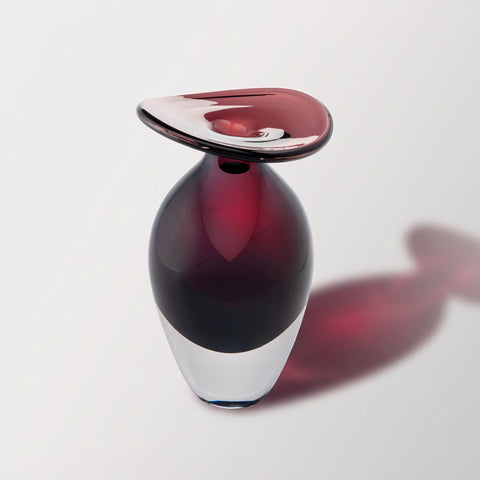 Handmade Glass Vase – Dark Red (Medium)