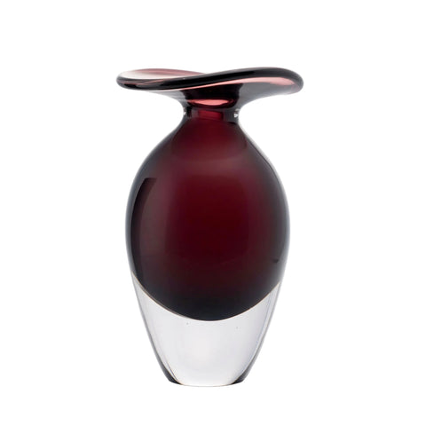 Handmade Glass Vase – Dark Red (Medium)