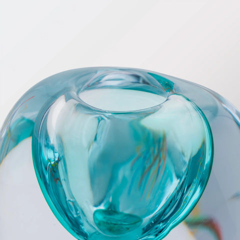 Light Blue Hand-Made Glass Vase