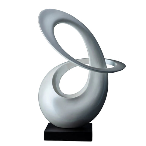 S-Curve Sculpture – Line White on Deep Black Base