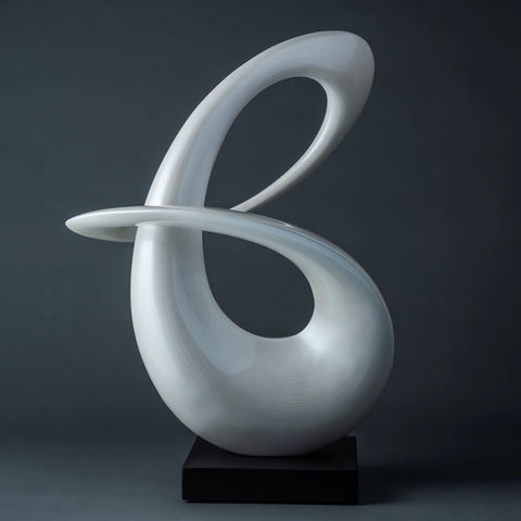 S-Curve Sculpture – Line White on Deep Black Base