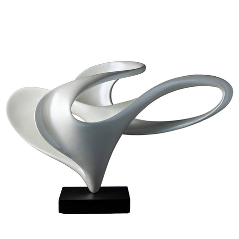 Curvilinear Sculpture – Line White on Deep Black Base