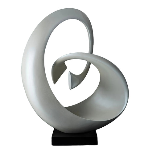 Continuous Form Sculpture – Line White on Deep Black Base