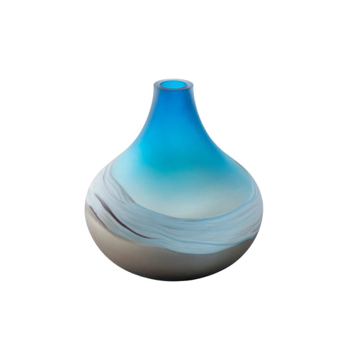 Glass Vase – Small | Blue, White & Brown