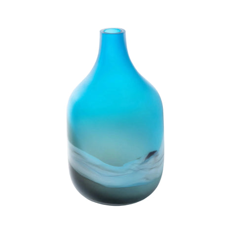 Glass Vase – Medium | Blue, White & Brown