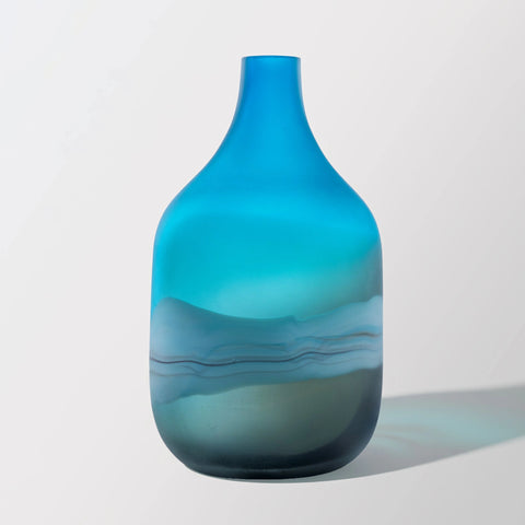 Glass Vase – Medium | Blue, White & Brown