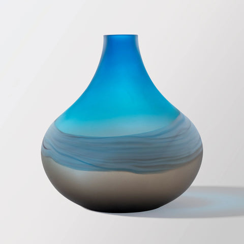 Glass Vase – Small | Blue, White & Brown