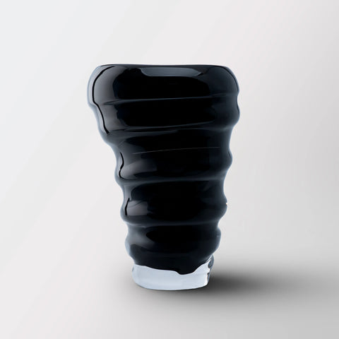Carbon Black Hand-Made Glass Vase