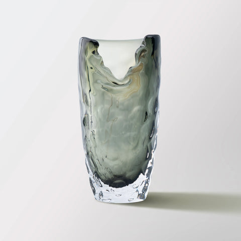Smokey Grey Hand-Made Glass Vase