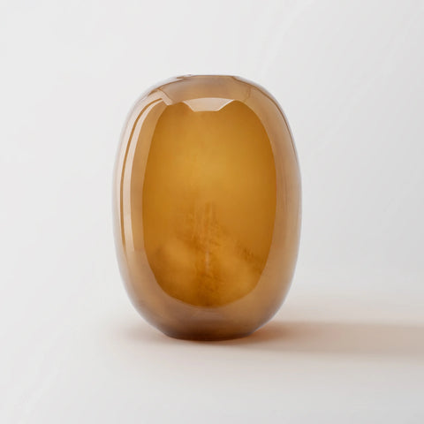 Sand Brown Hand-Made Glass Vase