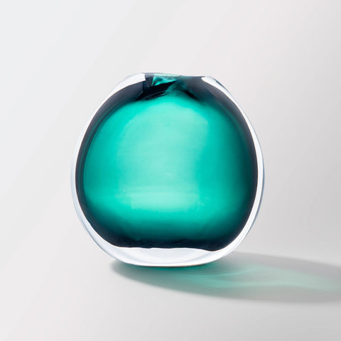 Dark Green Hand-Made Glass Vase