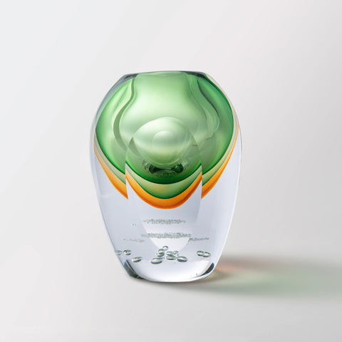 Blue Green Amber Hand-Made Glass Vase