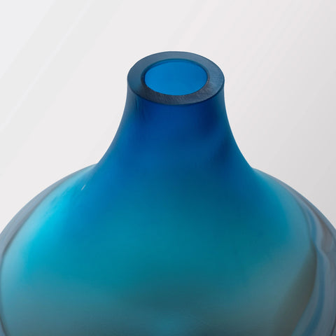 Glass Vase – Small | Blue, White & Brown