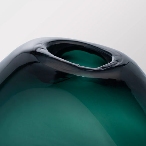 Dark Green Hand-Made Glass Vase