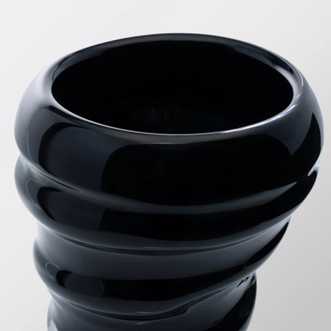 Carbon Black Hand-Made Glass Vase