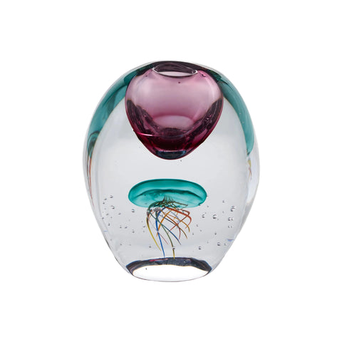 Ocean Green & Purple Hand-Made Glass Vase