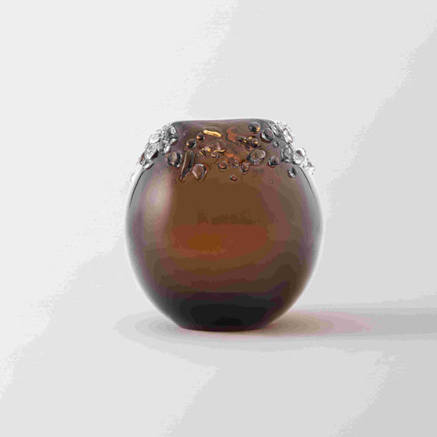 Handcrafted Glass Vase – Small | Coffee Brown
