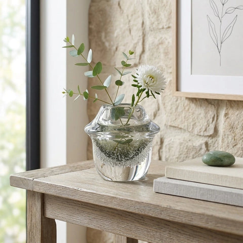 Grey & Green Hand-Made Glass Vase
