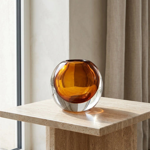 Handmade Glass Vase – Small | Amber