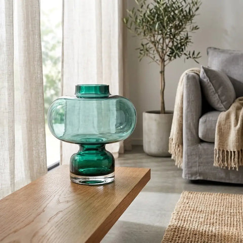 Ocean Green Hand-Made Glass Vase