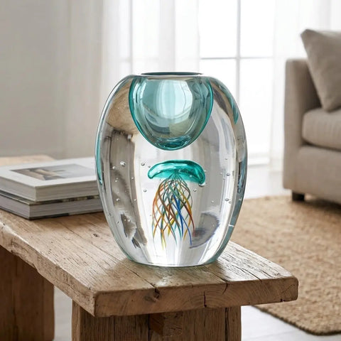 Light Blue Hand-Made Glass Vase