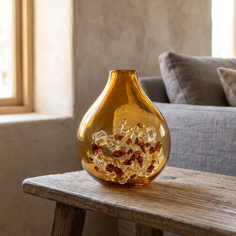 Handmade Glass Vase – Amber (Medium)