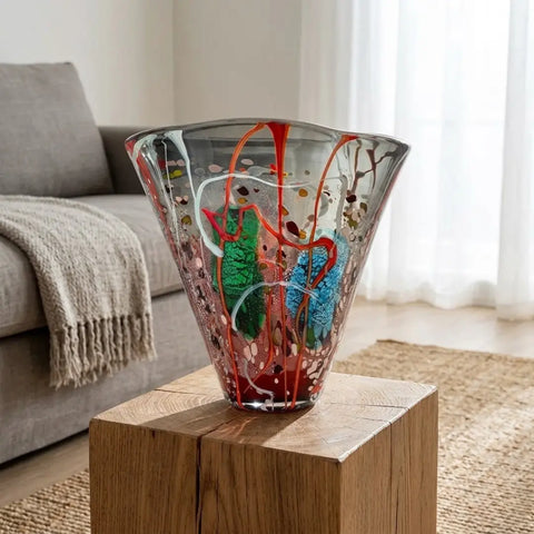 Multi-Gradient Hand-Made Glass Vase